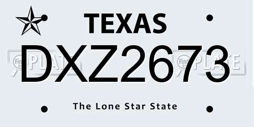 DXZ2673 Texas License Plate