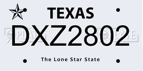 DXZ2802 Texas License Plate