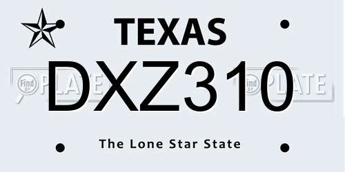 DXZ310 Texas License Plate