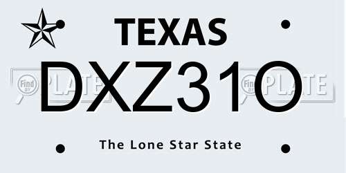 DXZ31O Texas License Plate