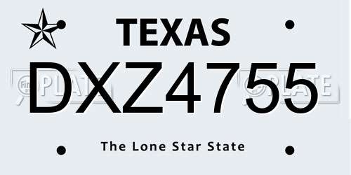 DXZ4755 Texas License Plate
