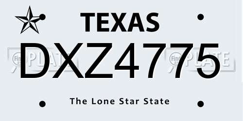 DXZ4775 Texas License Plate