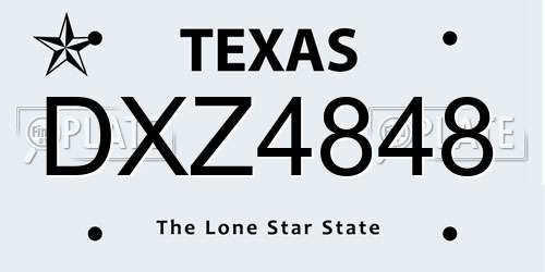 DXZ4848 Texas License Plate