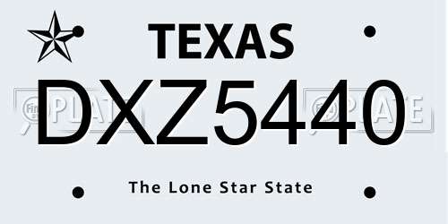DXZ5440 Texas License Plate
