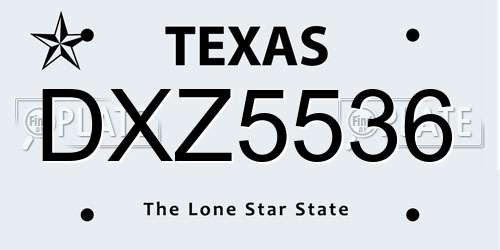 DXZ5536 Texas License Plate