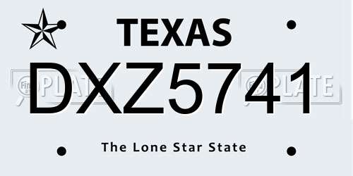 DXZ5741 Texas License Plate