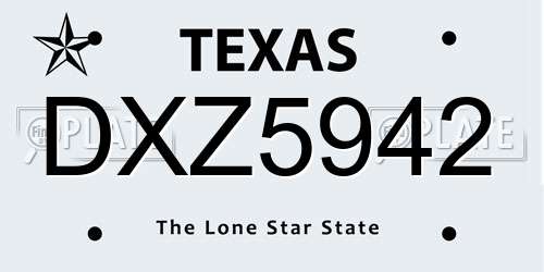 DXZ5942 Texas License Plate