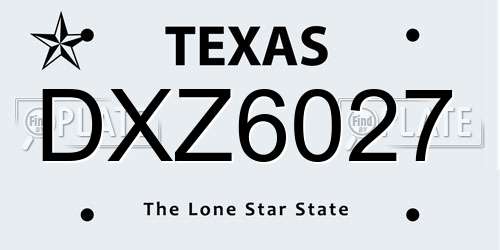 DXZ6027 Texas License Plate