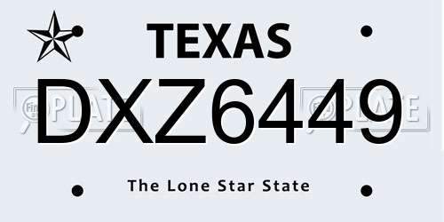DXZ6449 Texas License Plate