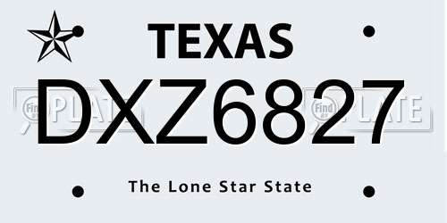 DXZ6827 Texas License Plate