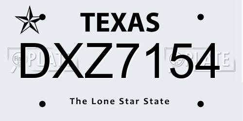 DXZ7154 Texas License Plate