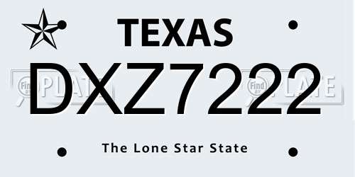 DXZ7222 Texas License Plate