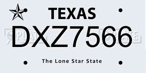 DXZ7566 Texas License Plate