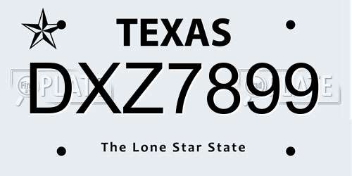 DXZ7899 Texas License Plate