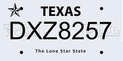 DXZ8257 Texas License Plate