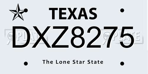 DXZ8275 Texas License Plate