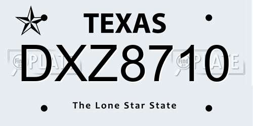 DXZ8710 Texas License Plate
