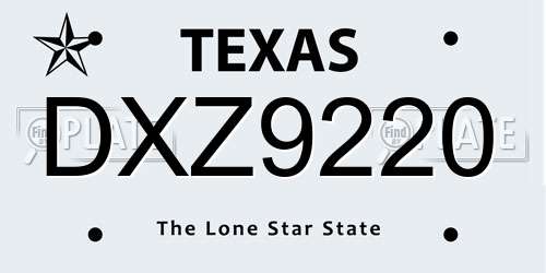 DXZ9220 Texas License Plate