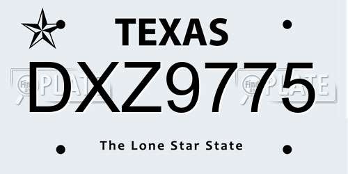 DXZ9775 Texas License Plate