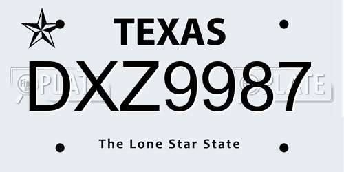 DXZ9987 Texas License Plate