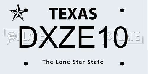 DXZE10 Texas License Plate