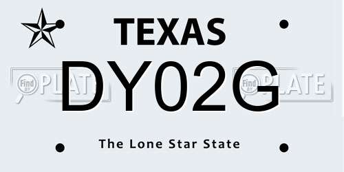 DY02G Texas License Plate