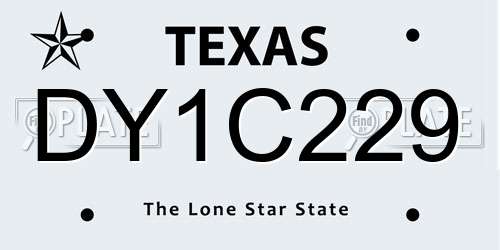 DY1C229 Texas License Plate