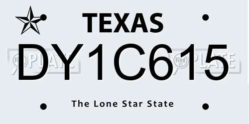 DY1C615 Texas License Plate