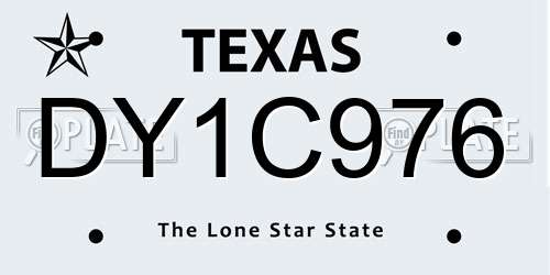 DY1C976 Texas License Plate