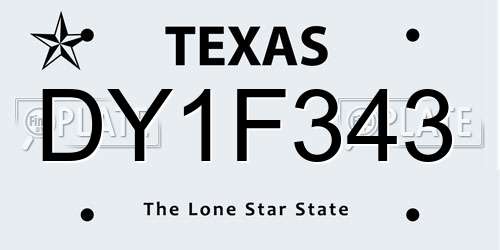 DY1F343 Texas License Plate