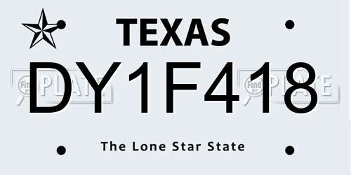 DY1F418 Texas License Plate