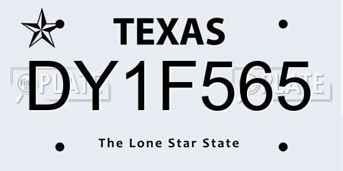 DY1F565 Texas License Plate