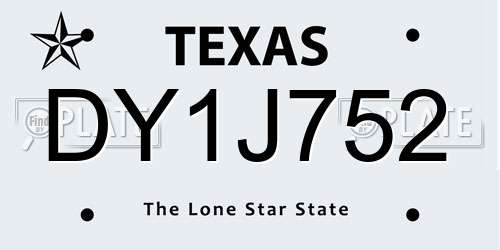 DY1J752 Texas License Plate