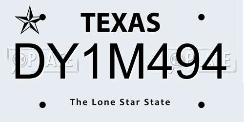 DY1M494 Texas License Plate
