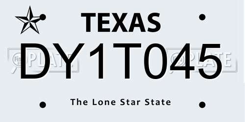 DY1T045 Texas License Plate