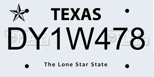 DY1W478 Texas License Plate