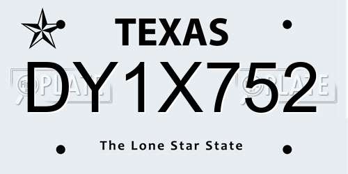 DY1X752 Texas License Plate
