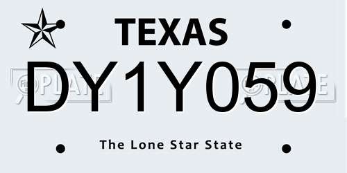 DY1Y059 Texas License Plate