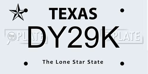 DY29K Texas License Plate