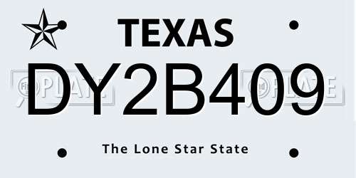 DY2B409 Texas License Plate