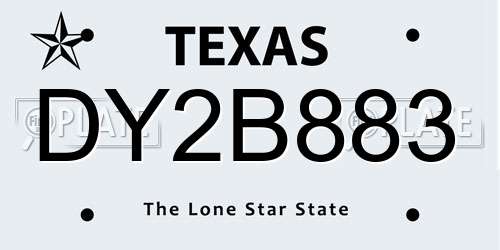 DY2B883 Texas License Plate
