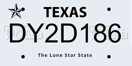 DY2D186 Texas License Plate