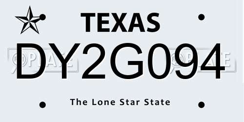 DY2G094 Texas License Plate