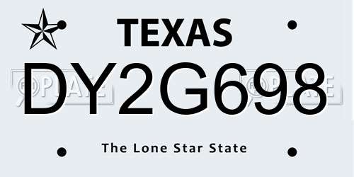 DY2G698 Texas License Plate