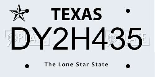 DY2H435 Texas License Plate