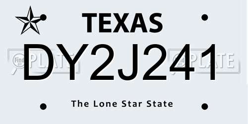 DY2J241 Texas License Plate