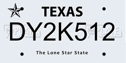 DY2K512 Texas License Plate