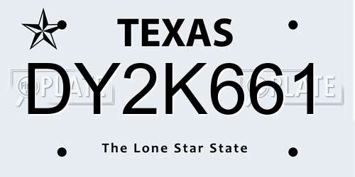 DY2K661 Texas License Plate