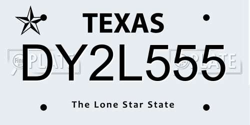 DY2L555 Texas License Plate