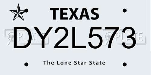 DY2L573 Texas License Plate